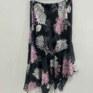 Joseph Ribkoff Asymmetrical Skirt in Black and Pink Floral